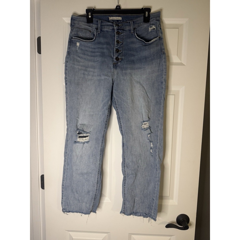 Weatherly Pierce High Rise Straight Leg Raw Hem Jeans Size 31/12